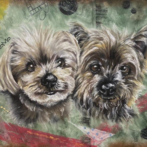 受注制作］［原画］ペット似顔絵◇A3サイズ◇記念日・メモリアル 送料無料 絵画 CMAW 通販｜Creema(クリーマ) 17677934