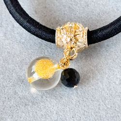 モリオン 黒水晶 髪ゴム お守り フラワーオブライフ水晶 ヘアゴム やく