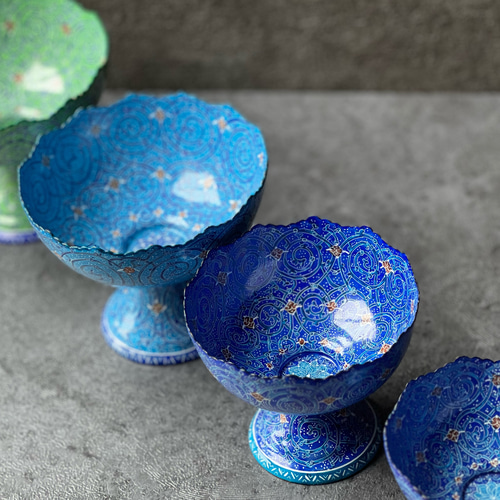 ペルシャ　エナメル皿 アクセサリートレイ エスニック　皿 ペルシャの飾り皿（ミーナーカーリー）12cm アクセサリー