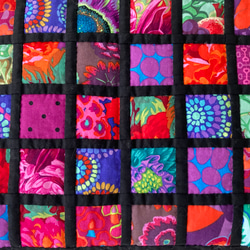 手縫いパッチワークキルト カラフルスクエアパターントート 5枚目の画像