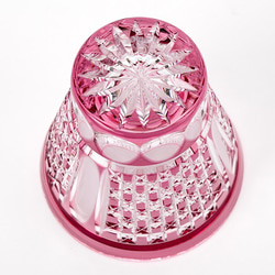 江戸切子の店　金赤（ピンク色）被せクリスタルガラスロックグラス 4枚目の画像
