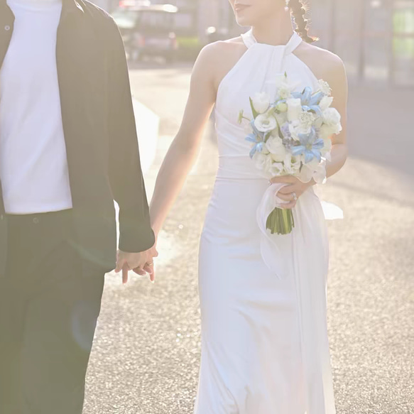フランス復古軽い  ウエディングドレス 花嫁 は背を出し て大気を出してシンプルな  フロントスリット H020 5枚目の画像