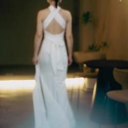 フランス復古軽い  ウエディングドレス 花嫁 は背を出し て大気を出してシンプルな  フロントスリット H020 2枚目の画像
