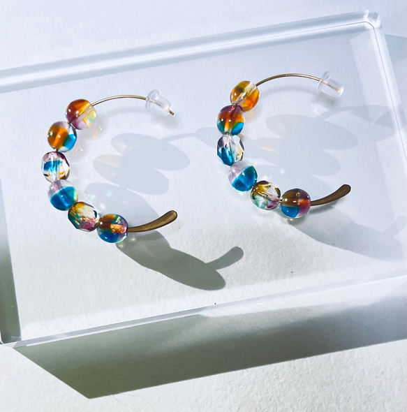 Czech Glass Beads earrings -OOAK- チェコビーズ　チェコガラス　ピアス 1枚目の画像