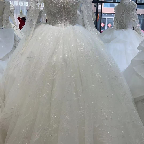 可愛いカラードレス！高級感 パール キラキラチュール 美品 Vネック  