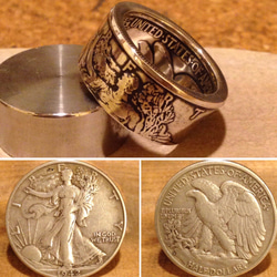 USAウォーキングリバティ銀貨　コインリング 5枚目の画像