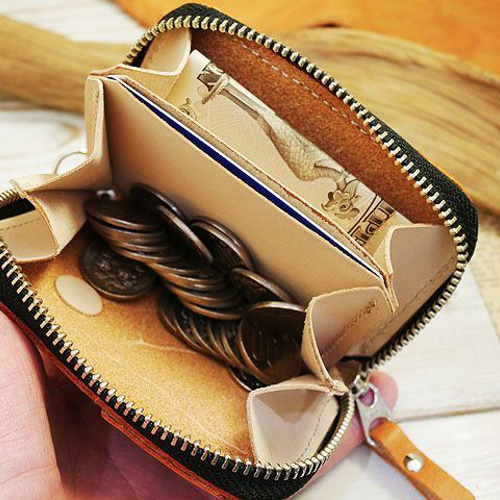 ラウンドファスナーミニ財布!! レザーコイン&カード＆お札