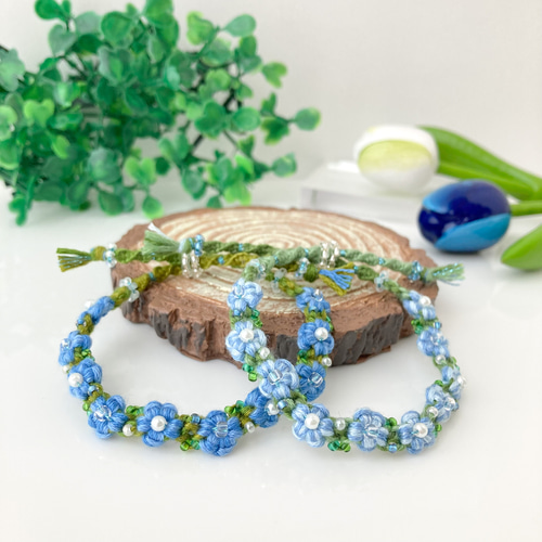 ネモフィラ＊天色ブルー＊おおきなお花ブレスレット＊フラワー