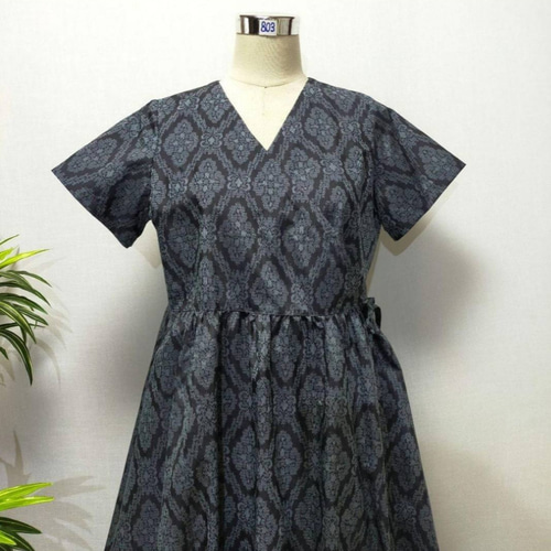 着物リメイク カシュクール ワンピース ジレ ベスト 花柄 大人