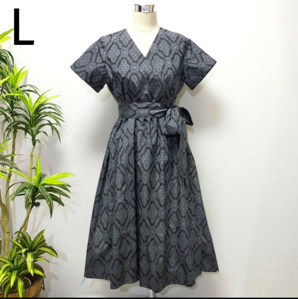 着物リメイク カシュクール ワンピース ジレ ベスト 花柄 大人