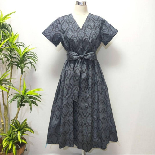 着物リメイク カシュクール ワンピース ジレ ベスト 花柄 大人かわいい