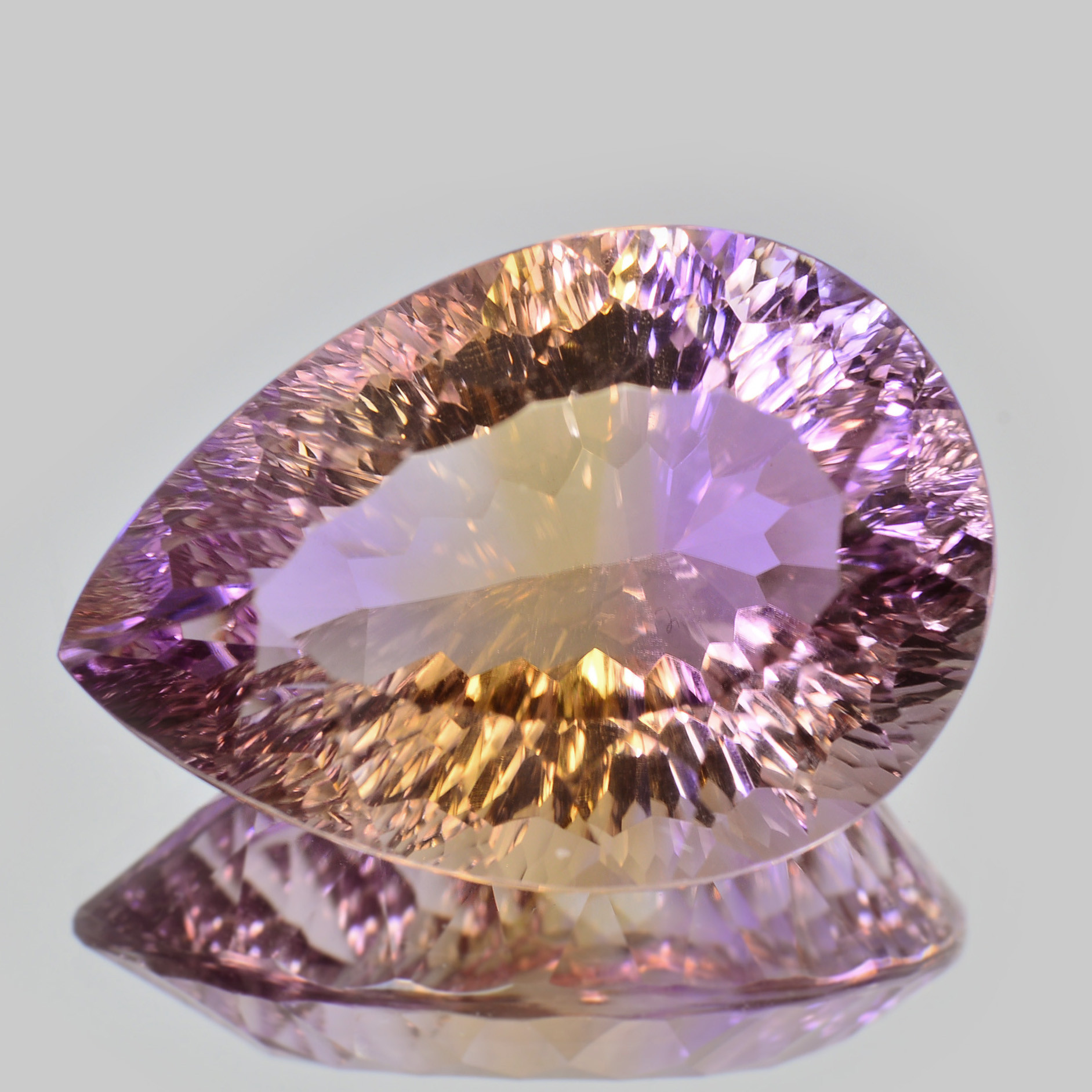 ソ付 アメトリン 14.212ct ルース ペアシェイプ コンケーブ カット 