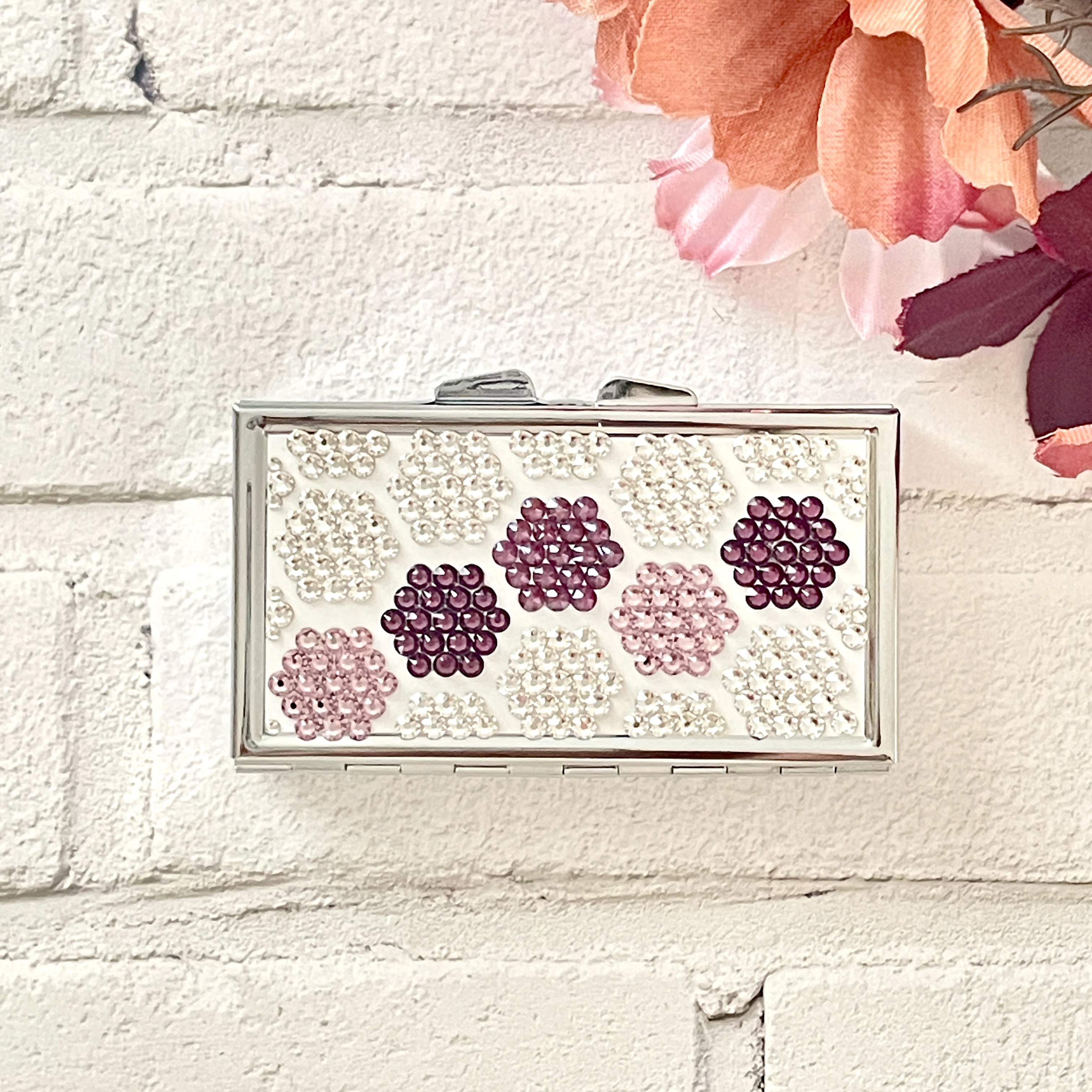 ◇ハニカム タイル◇季節の花 チョコレートコスモス◆ピルケース・アクセサリーケース◆(小物入れ)＊クリスタルガラス