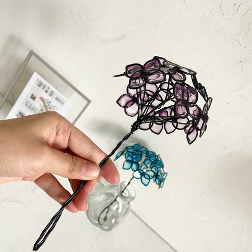 ワイヤークラフト　大きな紫陽花オブジェ　専用画面　ワイヤーアート ワイヤークラフト 大きな紫陽花オブジェ ワイヤーアート