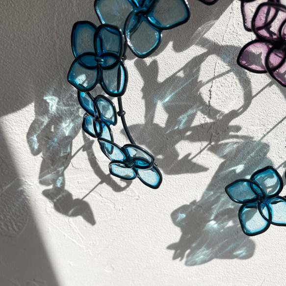 紫陽花のリース　パープルメイン　ワイヤークラフト 8枚目の画像