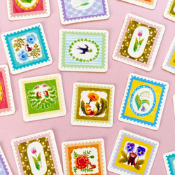 切手のような春の草花フレークシール(ポストカード付き) 2枚目の画像
