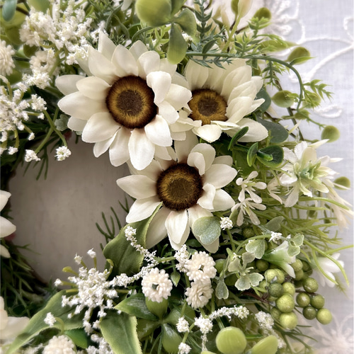 ＊daffy&stella＊＊ひまわりと紫陽花のナチュラルリース d207866358c7d06830253d3922452e