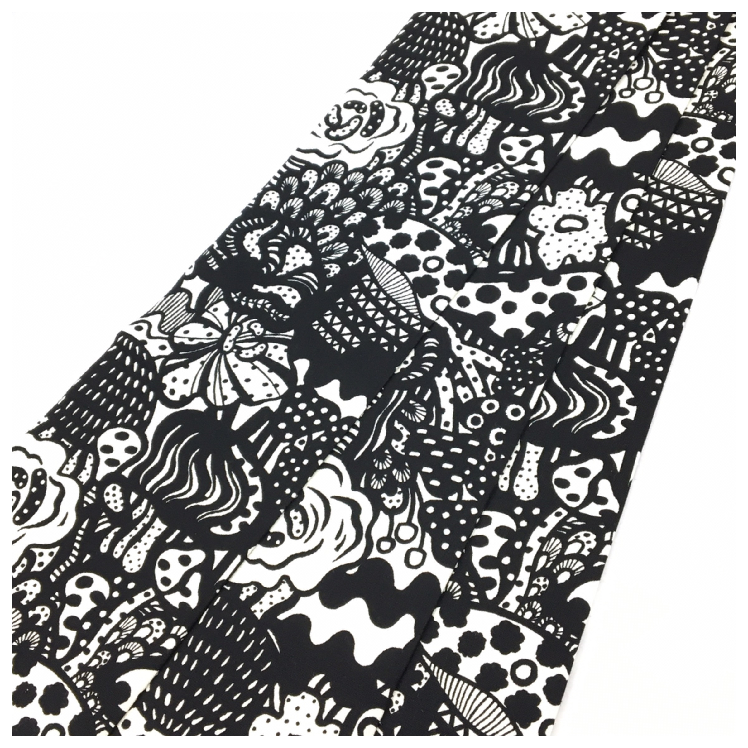 新品　半幅帯　きのこコットン　モノトーン　綿　長さ404　全通