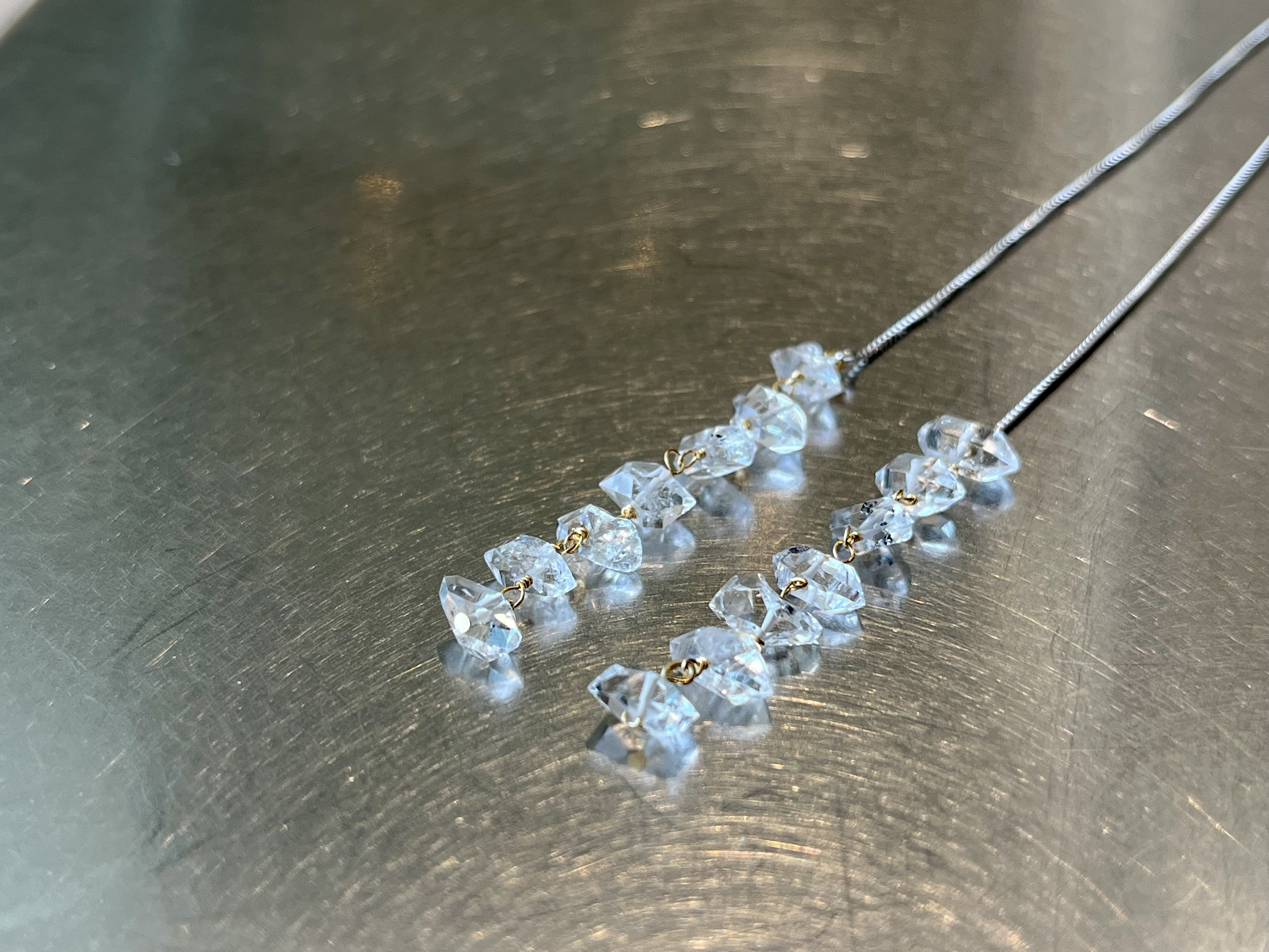 ハーキマーダイヤモンドクォーツ　silver925アメリカンピアス