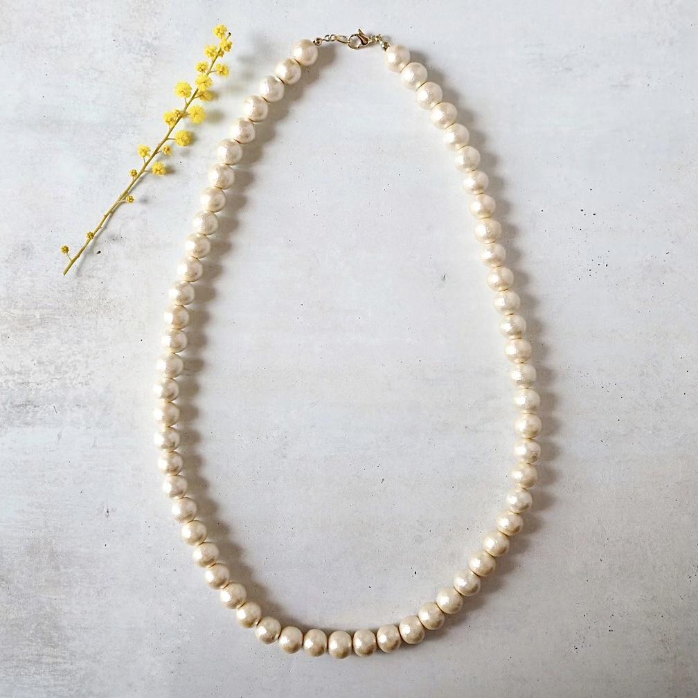 コットンパール10㎜ロングネックレス60㎝ フォーマル 入園 入学 卒業 卒園 N050