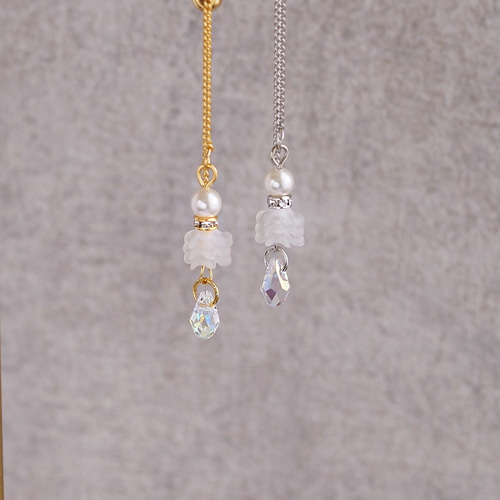 動く!てるてる坊主とオーロラクリスタルしずくのロングパール