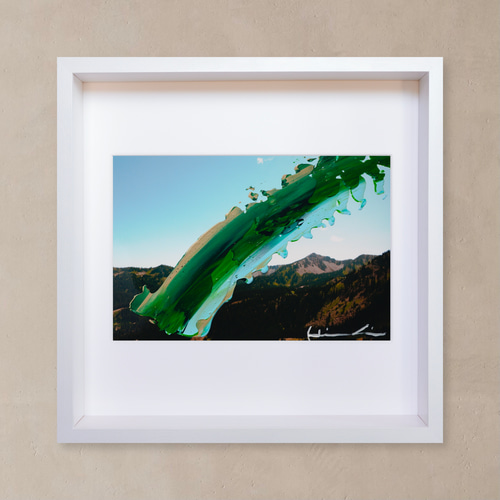 山頂からの眺め】アート - 山 壁掛け 木製の額縁付き (A-#45