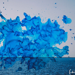【水平線】インテリアアート - 海 ブルー 木製の額縁付き (A-#73) 4枚目の画像