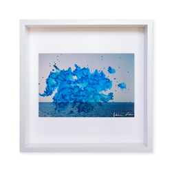 【水平線】インテリアアート - 海 ブルー 木製の額縁付き (A-#73) 1枚目の画像