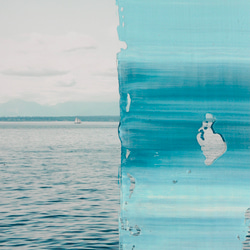 【海景】現代藝術-藍色抽象木框（A-#75） 第4張的照片