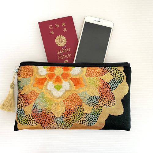 帯リメイクポーチ【大きめマチ無し】化粧ポーチ御朱印帳入れパスポート