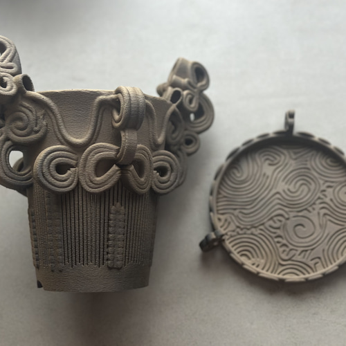 縄文土器植木鉢 縄文土器風 スリット鉢 水煙土器風鉢 植木鉢 一輪挿し