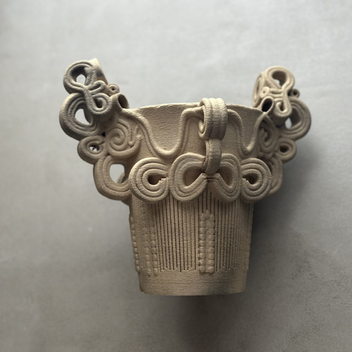 縄文土器植木鉢 縄文土器風 スリット鉢 水煙土器風鉢 植木鉢 一輪挿し