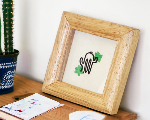 切り絵×ちぎり絵】mini -柱サボテン‐ 送料無料 ミニアート