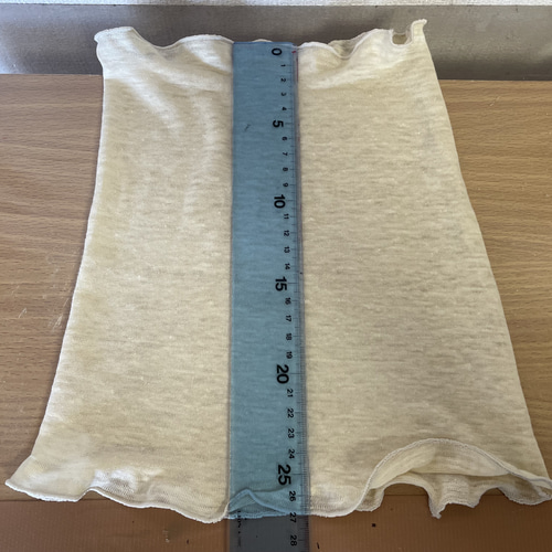 ゆったりリネン麻100%ベージュ&スラブ生地シングル手作りネック  