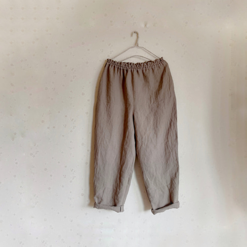 ミナペルホネン ワッペンアップリケ リネンパンツ シェフパンツ  