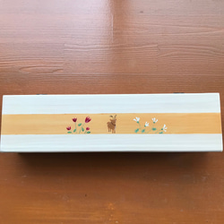 食卓に置ける箸箱　鹿が主役　カトラリーケース　メガネ入れ　小物入れ　蓋付き木製　少人数用 3枚目の画像