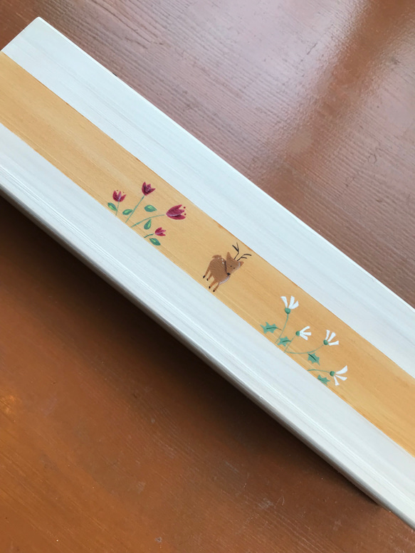 食卓に置ける箸箱　鹿が主役　カトラリーケース　メガネ入れ　小物入れ　蓋付き木製　少人数用 5枚目の画像