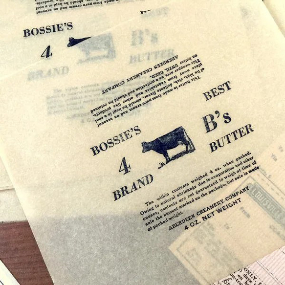 147・バター包み紙　ヴィンテージ　２枚　アメリカ　古い物　紙もの　バター　バターラッパー　ジャンクジャーナル　ヴィンテ 3枚目の画像