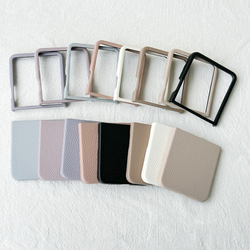 バイカラー Galaxy Z Flip7 ケース シンプル くすみカラー PUレザー製