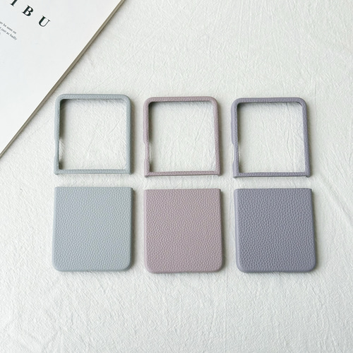 バイカラー Galaxy Z Flip7 ケース シンプル くすみカラー PUレザー製