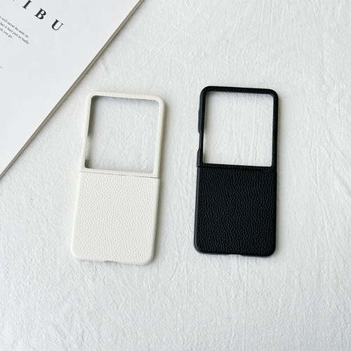 バイカラー Galaxy Z Flip7 ケース シンプル くすみカラー PUレザー製