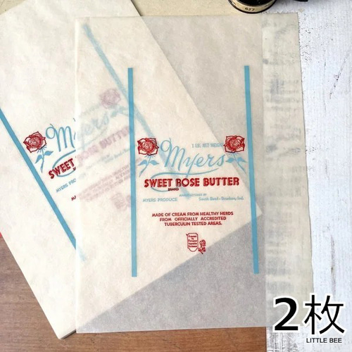 148・ヴィンテージ バターの包み紙 2枚 sweet rose butter アメリカ