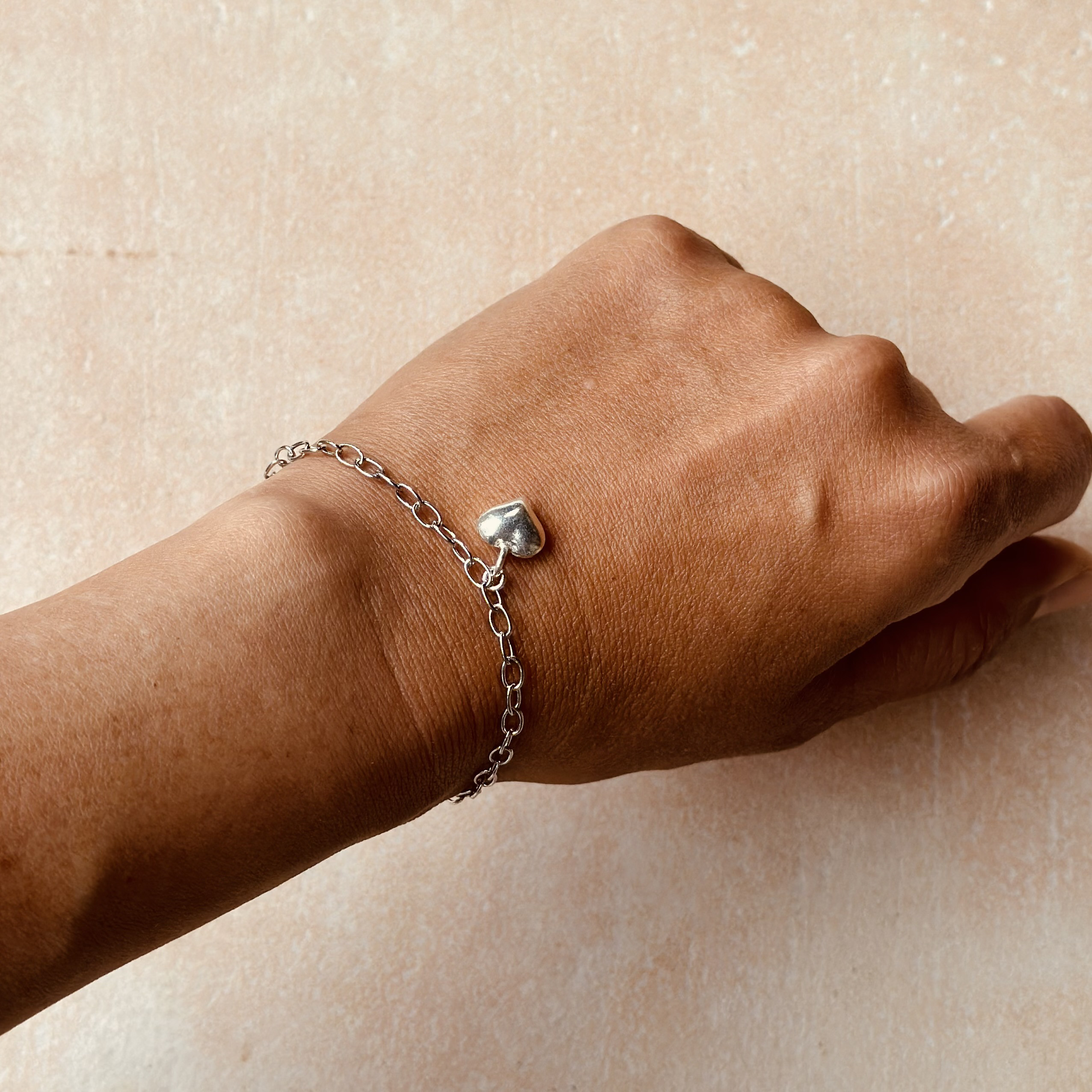 シルバーハートチェーンブレスレットsilver925シンプル