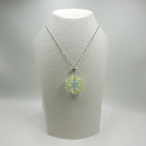 ビーズペンダント クリアレモン／アクアブルー ネックレス・ペンダント