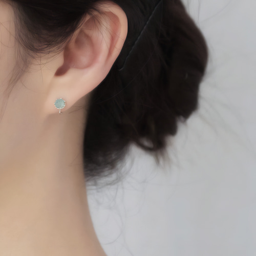 天然石【つけっぱなしOK】ブルーカルセドニーワンタッチピアス