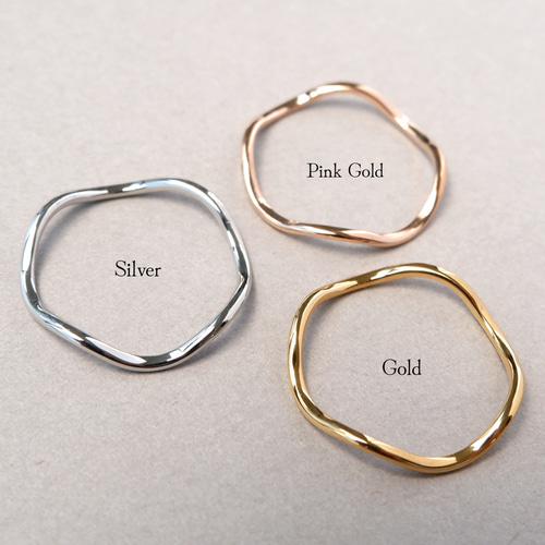 つけっぱなしOK＊極細ウェーブリング サージカルステンレス 316L 金属