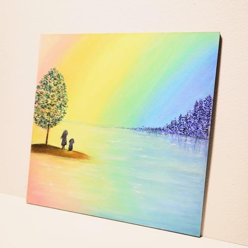 にじいろ 光の世界 「晴れ 雨 笑顔」 【原画】オイルパステルアート