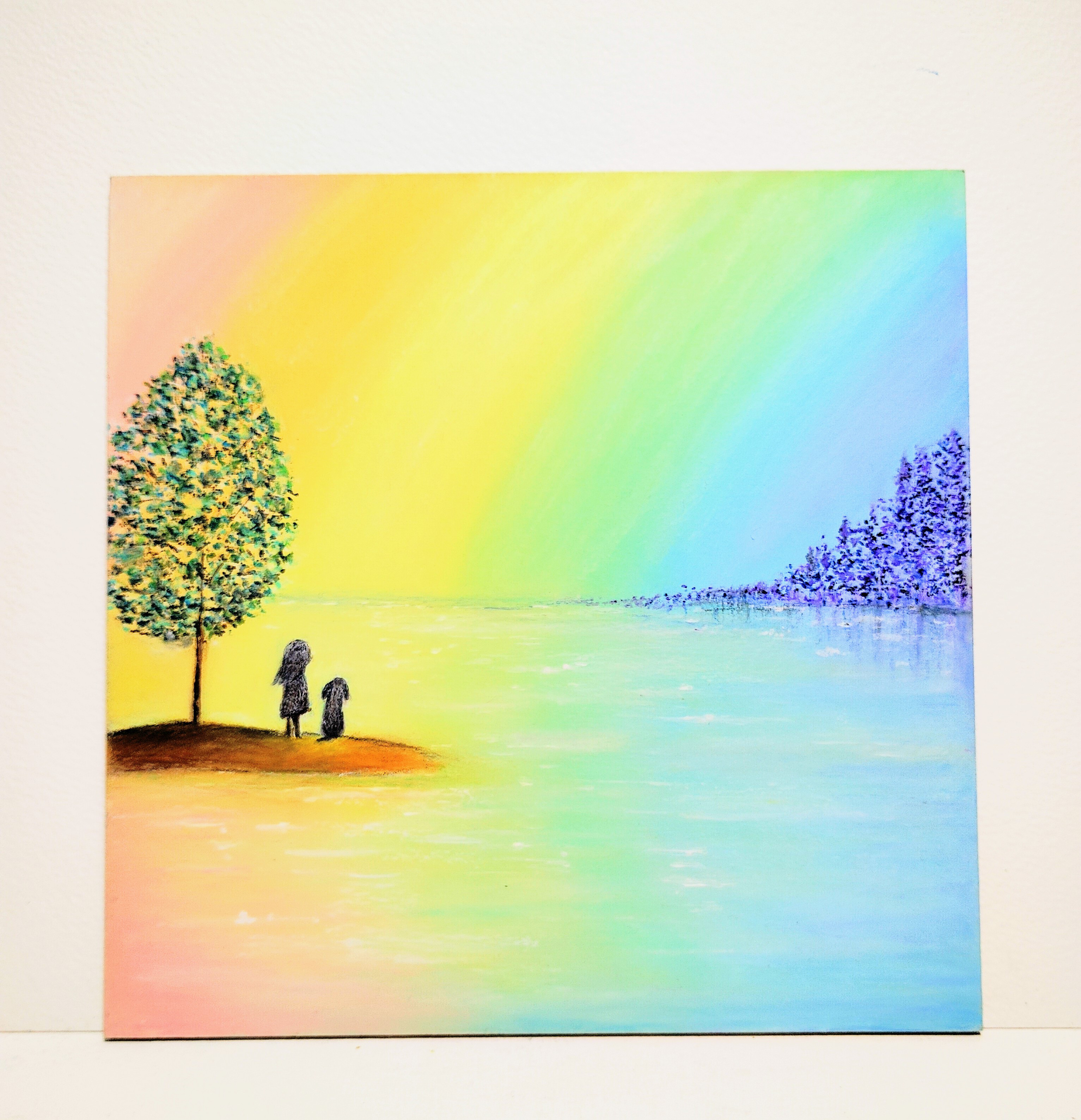 世界で1枚 オイルパステル ちっちゃく 海の絵 風景画 世界で1枚 オイルパステル ちっちゃく 海の絵 風景画