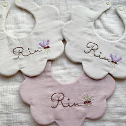 新色ブルー＊ブルー花柄入荷】刺繍♡お名前入り♡ハンドメイドスタイ