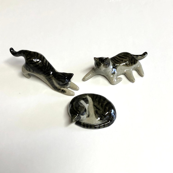 猫の箸置き三態（キジ白） ［こちらはご注文作品です］ 箸・箸置き
